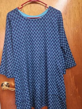 Others Follow Navy and Teal Patterned Women's Tunic